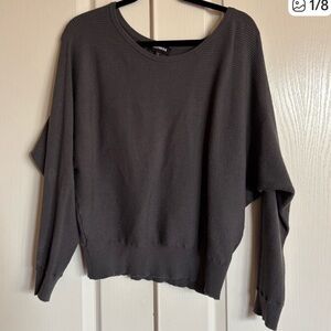 Express gray wide neck ribbed knit long sleeve sweater size Large